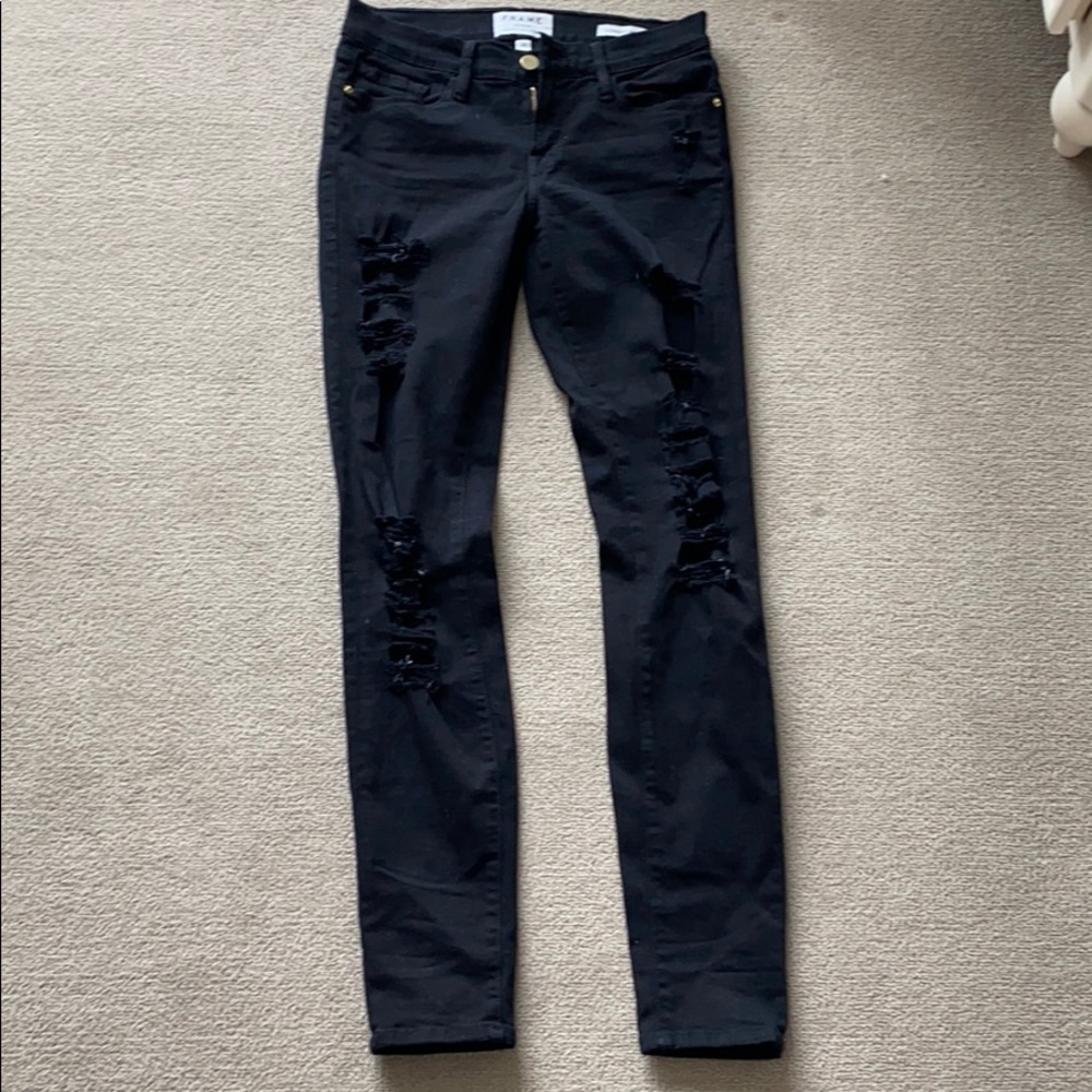 Frame Denim Black Le Skinny de Jeanne